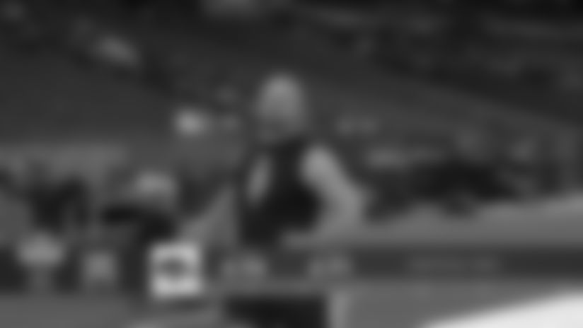 Iowa Hawkeyes center Logan Jones runs the 40-yard dash at the 2026 NFL Scouting Combine.