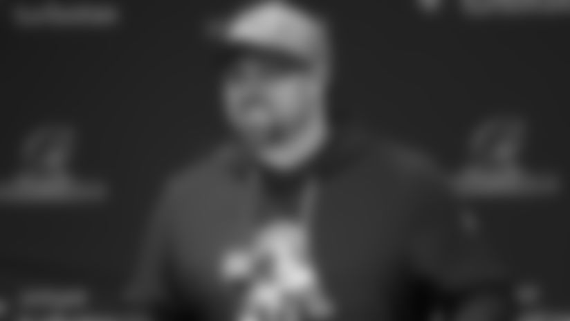 Patriots inside linebacker coach Zak Kuhr addresses the media on Thursday, January 22, 2026.