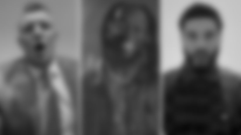 Celebrities hype up the Patriots before their playoff game against the Chargers.