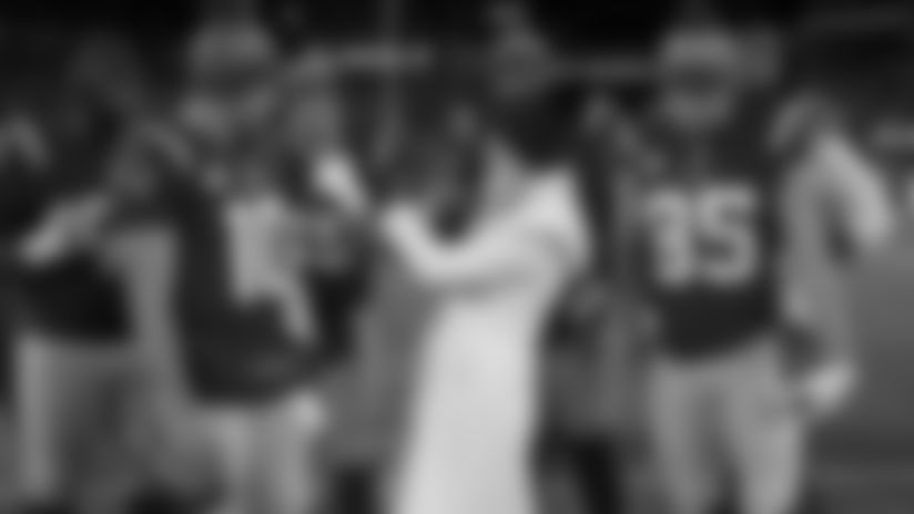 Patriots quarterback Drake Maye, tight end Hunter Henry, and the offensive line join Melissa Stark for a postgame interview following New England's Sunday Night Football win over the Chargers.