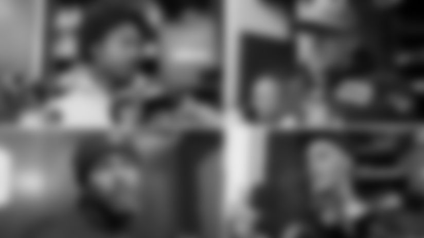 Patriots players Stefon Diggs, Robert Spillane, Marcus Jones, and Christian Gonzalez address the media on Wednesday, January 7, 2026.