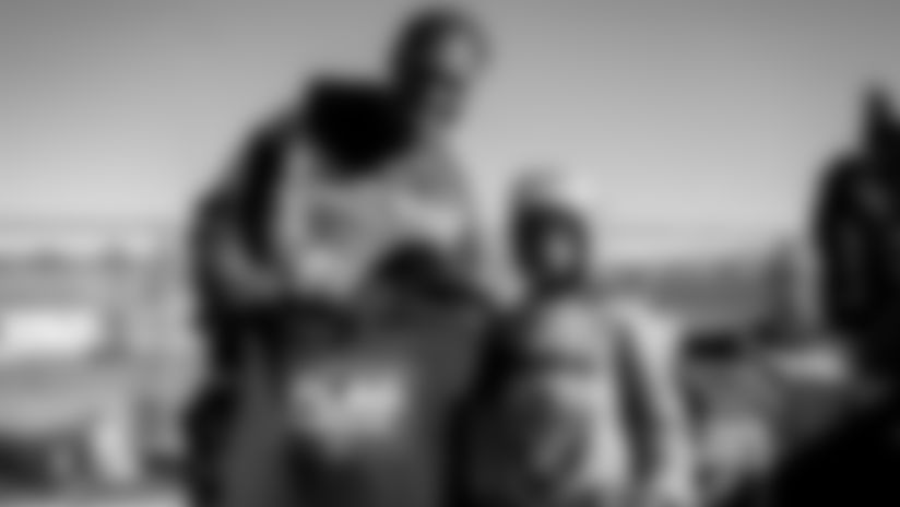 As a part of Silver and Black Saturdays, the Raiders attended flag football league games at Liberty High School to support teams and spend time with community members.