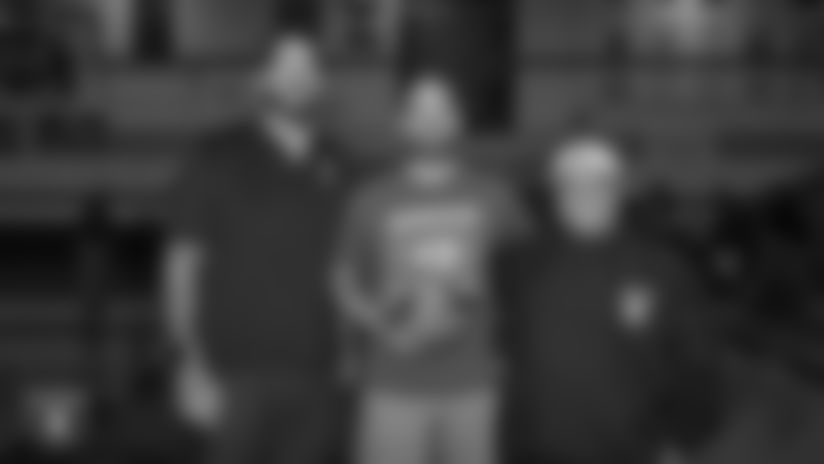 The Raiders visited the Spanish Springs High School football team in Sparks, Nevada to present coach Rob Hummel with the Tom Flores High School Coach of the Year award.