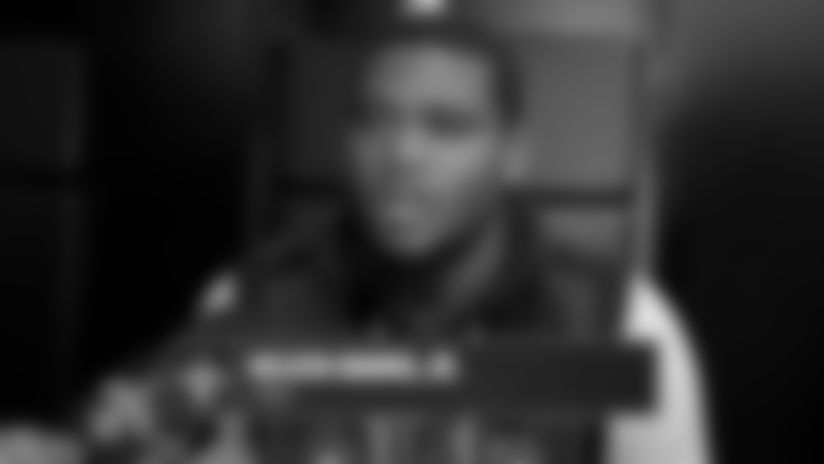 New Orleans Saints left tackle Kelvin Banks Jr. speaks with the media from the Ochsner Sports Performance Center on Monday, Nov. 3, 2025 the day after the Saints' Week 9 game against the Los Angeles Rams and ahead of Week 10 against the Carolina Panthers.