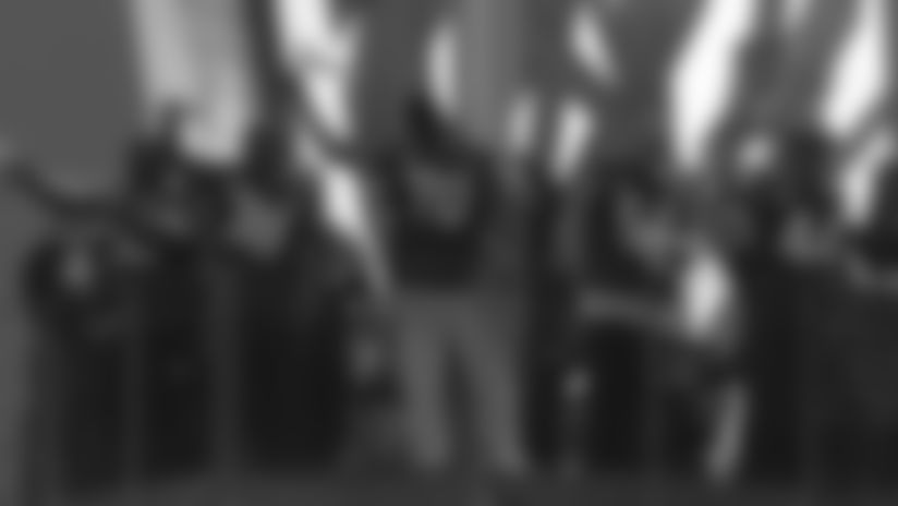 Seahawks Legends Brandon Mebane, Mack Strong, John Harris, Michael Sinclair and Fredd Young raised the 12 Flag ahead of the Week 5 matchup vs. Tampa Bay.