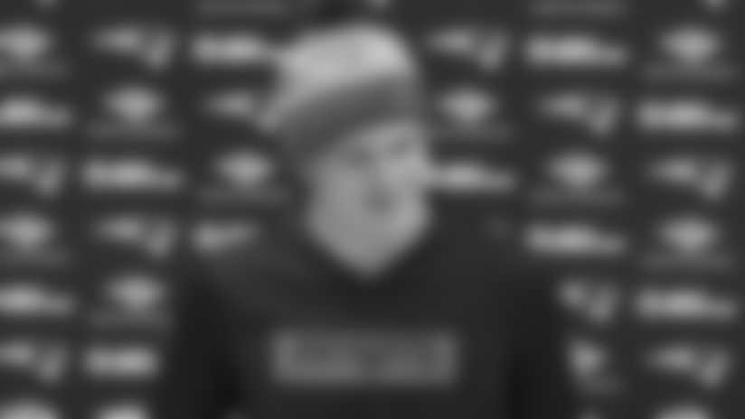 Patriots quarterback Drake Maye addresses the media on Wednesday, January 14, 2026.