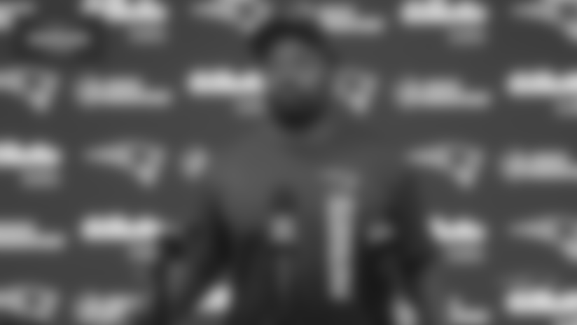 Patriots Head Coach Jerod Mayo addresses the media during his postgame press conference following New England's 20-23 loss to the Seattle Seahawks at Gillette Stadium on Sunday, September 15, 2024.