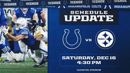 Colts' Week 15 game vs. Pittsburgh Steelers to kick off at 4:30 p.m. on  Saturday, December 16
