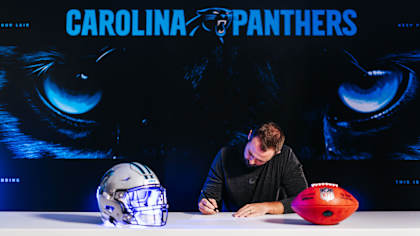 Hunter Renfrow signs with the Carolina Panthers on Monday, Apr. 28, 2025 at Bank of America Stadium, in Charlotte, NC.