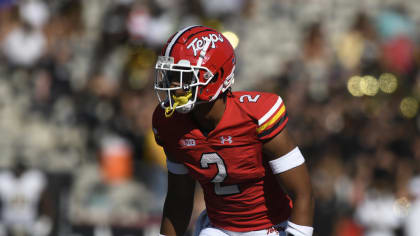 Maryland defensive back Beau Brade lines up against Towson in the first half of an NCAA football game Saturday, Sept. 2, 2023, in College Park, Md.