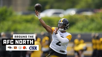 Pittsburgh Steelers quarterback Justin Fields throws a pass during the team's NFL OTA's football practice in Pittsburgh, Tuesday, May 21, 2024.