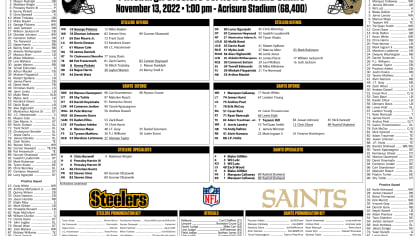 Saints Flip Cards  Gameday Rosters and Information