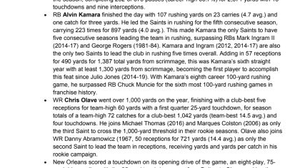 Panthers vs Browns Postgame Notes