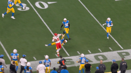 Kansas City Chiefs Quarterback Patrick Mahomes Uses a Shoulder Charge to Cap Off 15-yard Scramble vs. Los Angeles Chargers