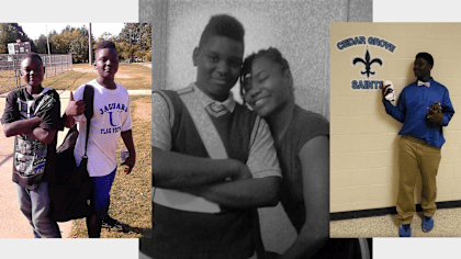 Nazir Stackhouse and brother Ahmeen (left), Stackhouse and mom Rajeeyah Howard, Stackhouse