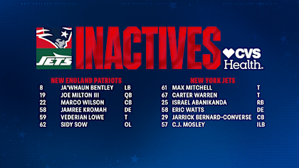 Week 3 Inactives: Patriots at Jets