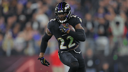 Derrick Henry of the Baltimore Ravens running with the football