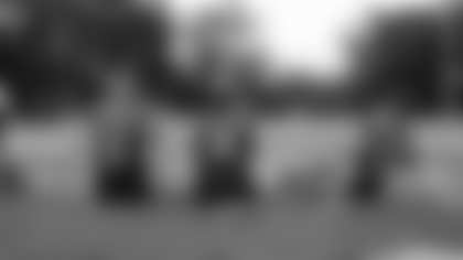 L-R: Leighton Hormuth, senior center Arden Rubenstein, Georgia Lang