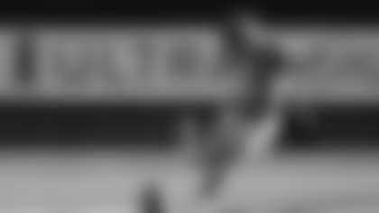 American team kicker Caden Davis (41), of Mississippi, kicks off during the second half of the Senior Bowl NCAA college football game, Saturday, Feb. 1, 2025, in Mobile, Ala. (AP Photo/Butch Dill)