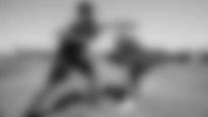 TAMPA, FL - March 08, 2025 - Safety Kaevon Merriweather #26 of the Tampa Bay Buccaneers during the Rumble Boxing class during the She is Football Market & Festival at the AdventHealth Training Center as part of the She Is Football Weekend. Photo By Tori Richman/Tampa Bay Buccaneers