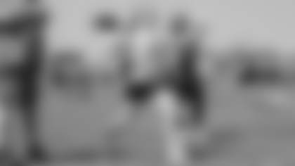 TAMPA, FL - March 08, 2025 - Kids throw footballs during the inaugural She Is Football weekend. Photo By Dave Pullis/Tampa Bay Buccaneers