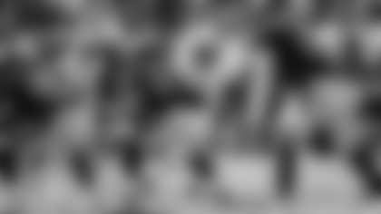 Linebacker Baron Browning wearing a Guardian Cap on Sunday in Tampa.