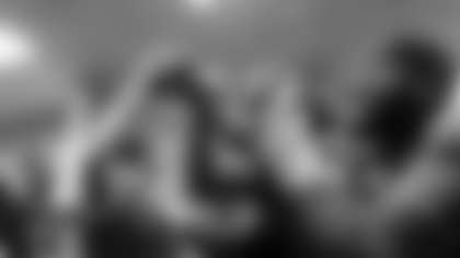 Arizona Cardinals long snapper Aaron Brewer (46) Arizona Cardinals defensive lineman Calais Campbell (93) during the Week 9 regular season game between the Arizona Cardinals and the Dallas Cowboys on Monday, Nov. 3, 2025 in Arlington, TX.