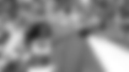 Krystal high fives fan during a Chiefs game