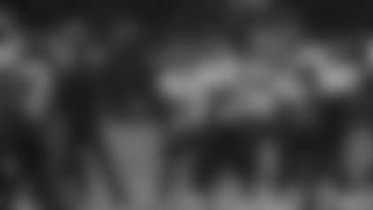 Atlanta Falcons inside linebacker JD Bertrand #40 celebrates with teammates after a fourth down stop during the third quarter of the Week 10 Game against the Indianapolis Colts at Olympic Stadium in Berlin, Germany on Sunday, November 9, 2025. (Photo by Taylor McLaughlin/Atlanta Falcons)