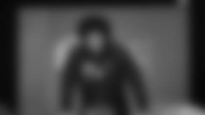 Alabama offensive lineman Kadyn Proctor (41) speaks during a press conference at the NFL football scouting combine in Indianapolis, Saturday, Feb. 28, 2026. (AP Photo/Michael Conroy)