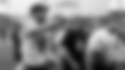 New Orleans Saints quarterback Tyler Shough (6) celebrates after an NFL football game against the Tampa Bay Buccaneers, Sunday, Dec. 7, 2025 in Tampa, Fla. (Kevin Sabitus via AP)