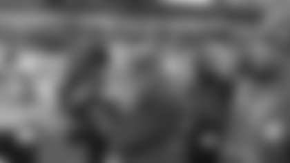 Tampa Bay Buccaneers quarterback Baker Mayfield (6) talks to other players during an NFL football game against the Los Angeles Rams on Sunday, Nov. 23, 2025 in Inglewood, Calif.. (Ben Liebenberg via AP)