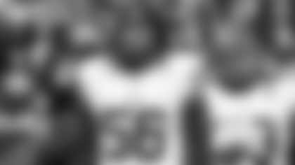 San Francisco 49ers linebacker Trevis Gipson (56) looks on from the sideline during the national anthem prior to an NFL football game against the Houston Texans, Sunday, Oct. 26, 2025, in Houston. (Cooper Neill via AP)