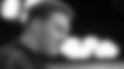 Auburn offensive lineman Connor Lew (32) speaks during a press conference at the NFL football scouting combine in Indianapolis, Saturday, Feb. 28, 2026. (AP Photo/Michael Conroy)