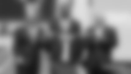 Linebacker Jerod Mayo poses with Patriots Chairman and CEO Robert Kraft and President Jonathan Kraft after being select tenth overall pick in the 2008 NFL Draft.