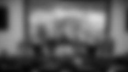 The Las Vegas Raiders hosted students from the Oak View Group and Dream Foundation for a panel and round table discussion and tour of the facility at Intermountain Health Performance Center, Thursday, October 23, 2025, in Henderson, Nev.