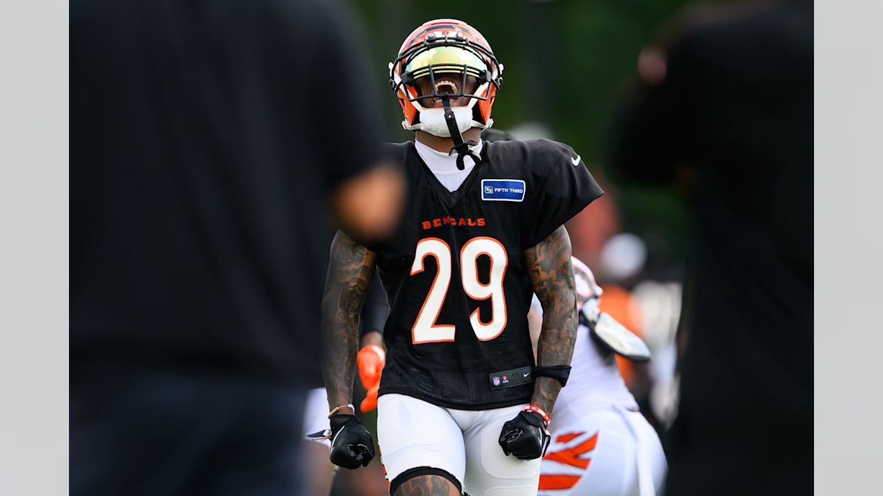 CB Cam Taylor-Britt during Day 11 of training camp at Kettering Health Practice Fields, Saturday, Aug. 9, 2025.