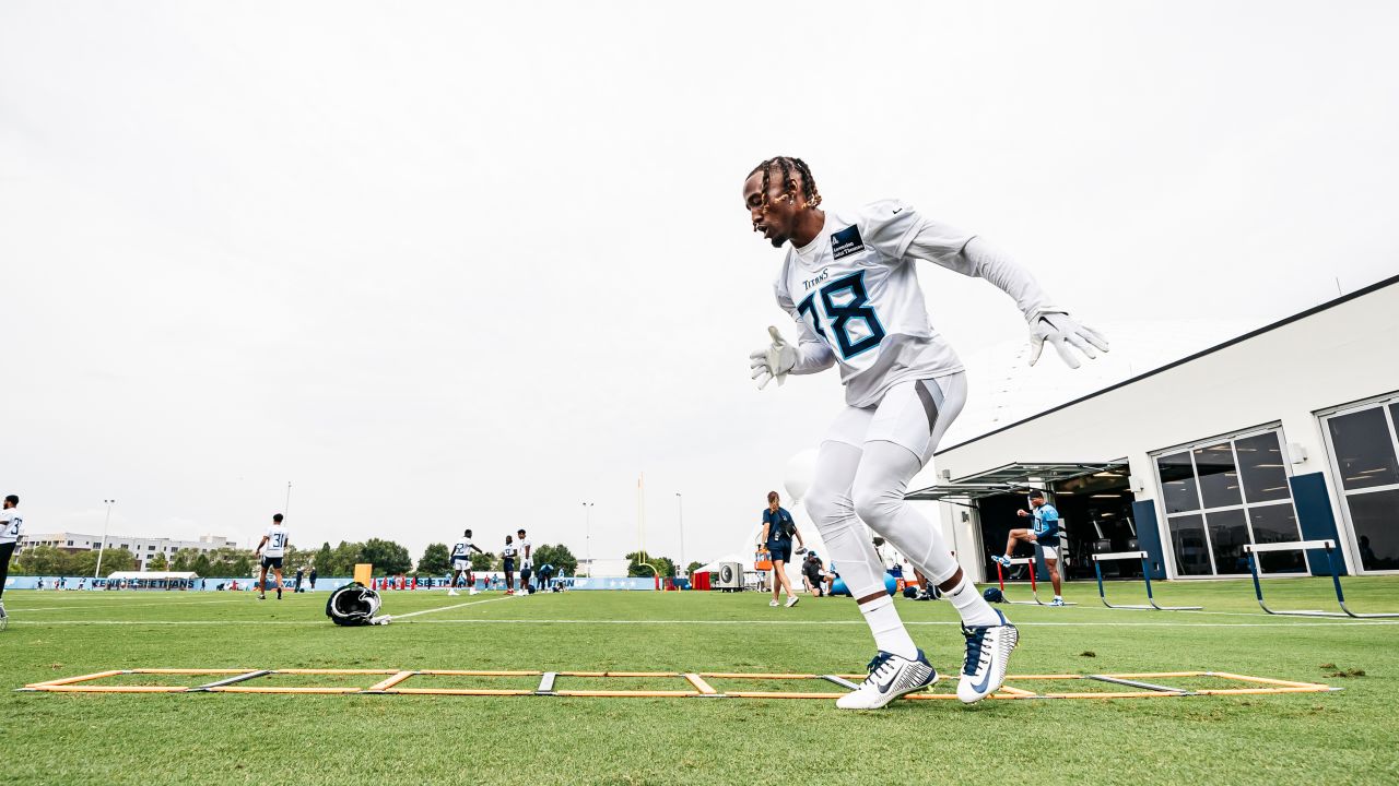 Cornerback L'Jarius Sneed #38 of the Tennessee Titans during fall camp practice at the Ascension Saint Thomas Sports Park  in Nashville, TN. Photo By Donald Page/Tennessee Titans