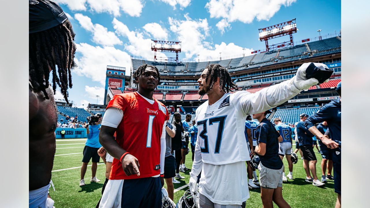 during fall camp practice at Nissan Stadium on July 26, 2025 in Nashville, TN. Photo By Jessie Rogers/Tennessee Titans