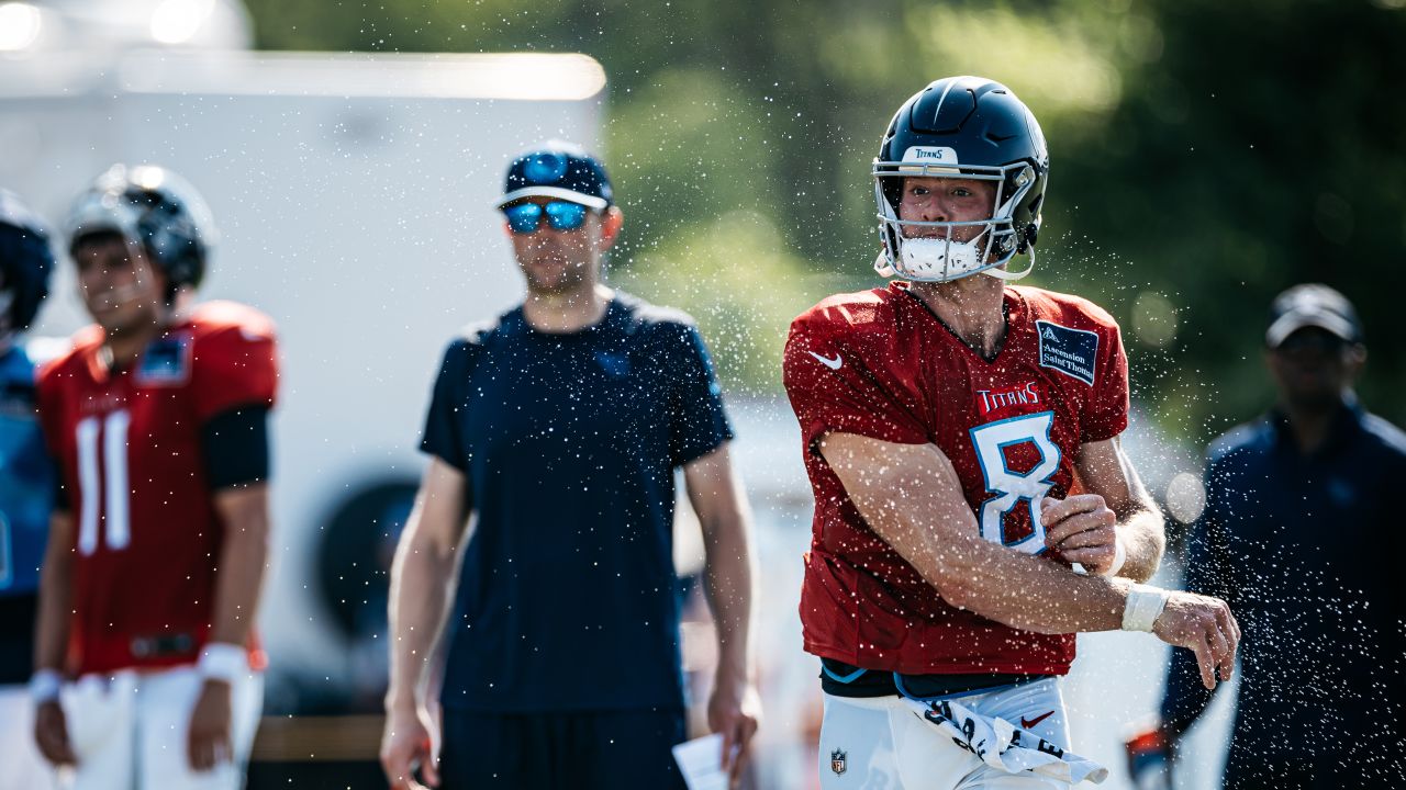 Quarterback Will Levis #8 of the Tennessee Titans during training camp practice on August 03, 2024 in Nashville, TN. Photo By Jessie Rogers/Tennessee Titans