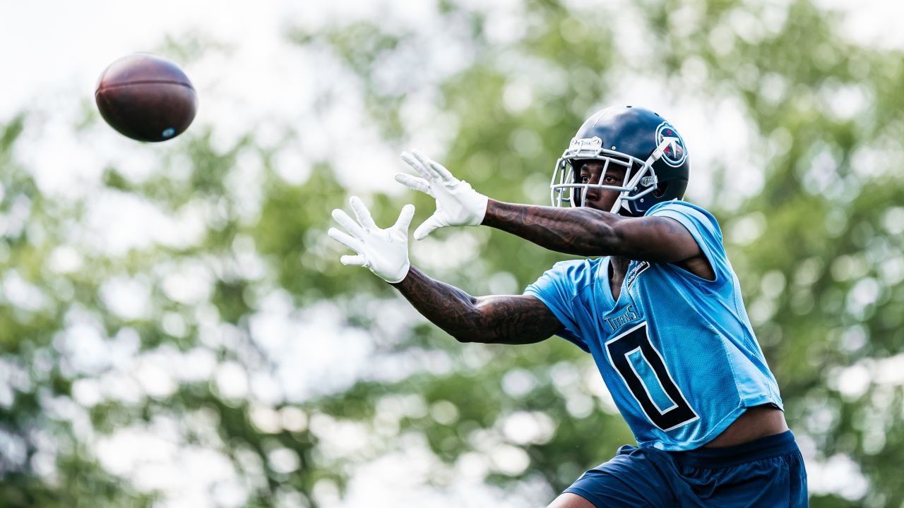 Wide receiver Calvin Ridley #0 of the Tennessee Titans during OTA practice at the Ascension Saint Thomas Sports Park on May 20, 2024 in Nashville, TN. Photo By Donald Page/Tennessee Titans