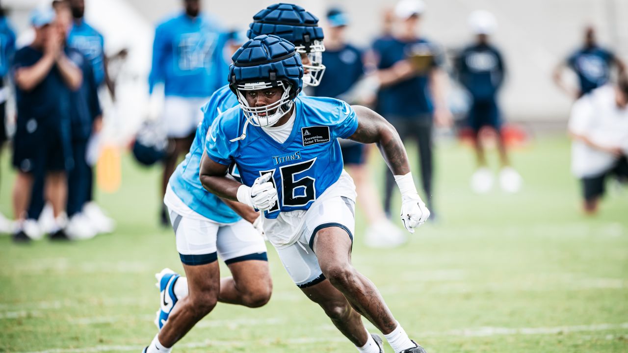 during training camp at Ascension Saint Thomas Sports Park on July 24, 2024 in Nashville, TN. Photo By Nate Sparks/Tennessee Titans