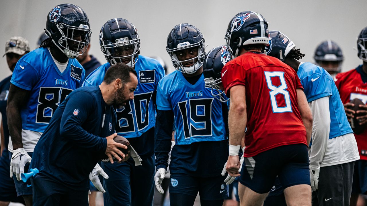 Quarterback Will Levis #8 of the Tennessee Titans during OTAs at Saint Thomas Sports Park on June 04, 2024 in Nashville, TN. Photo By Jessie Rogers/Tennessee Titans