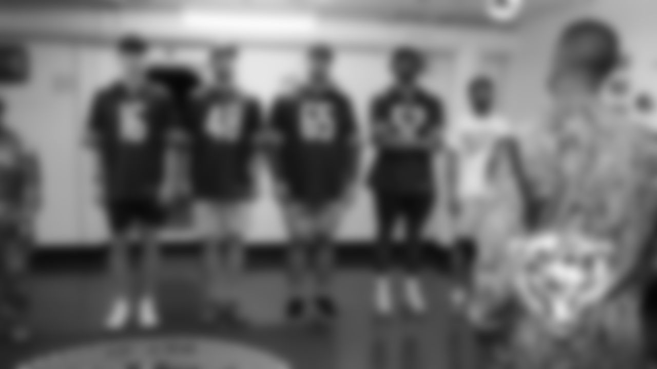 Punter Trenton Gill, defensive lineman Khalid Kareem, long snapper Patrick Scales and offensive lineman Cody Whitehair visited Naval Station Great Lakes for a tour of the base. During their time at the station, the players saw some of the daily responsibilities of the stationed service members.