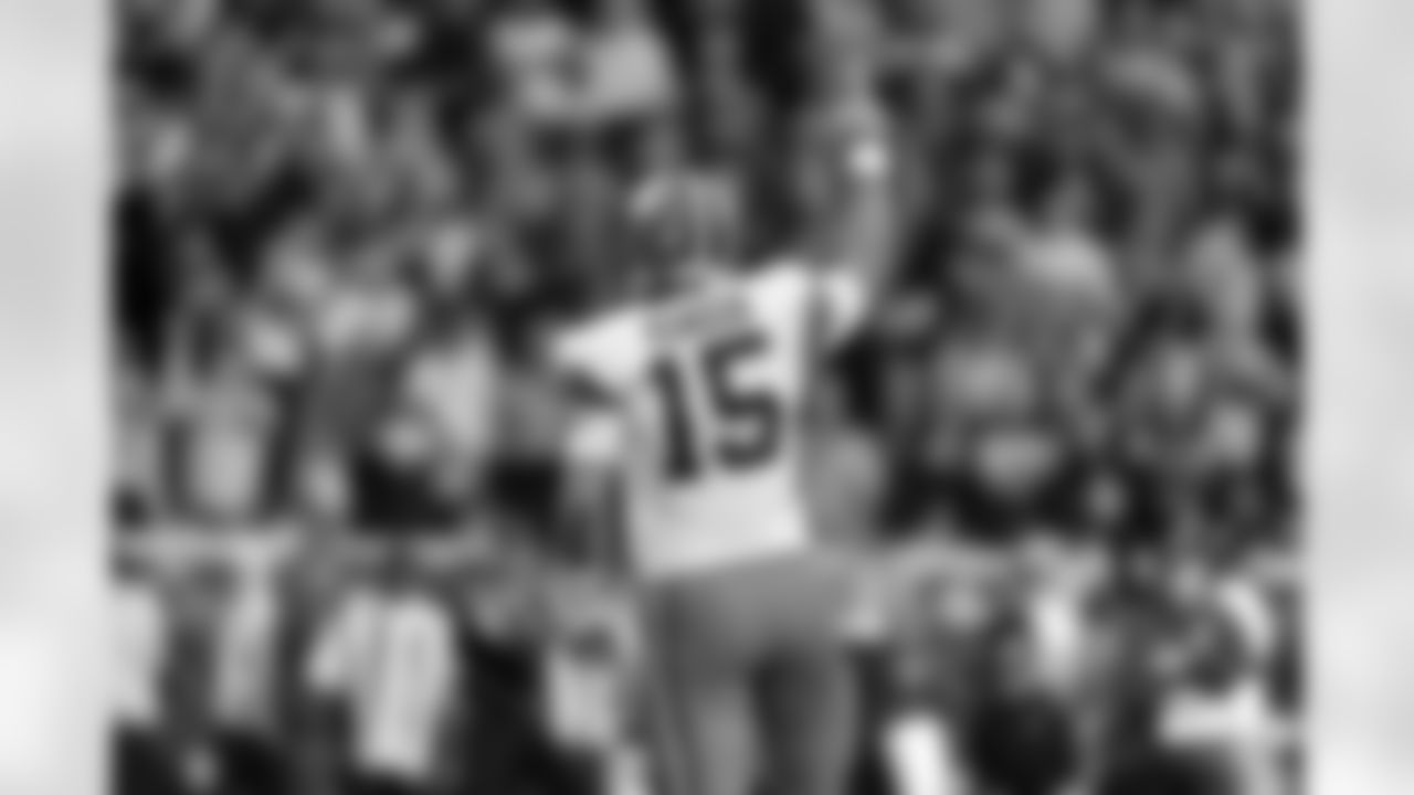 Cleveland Browns quarterback Joe Flacco (15) celebrates after a touchdown during an NFL wild-card playoff football game between the Houston Texans and the Cleveland Browns, Saturday, Jan. 13, 2024, in Houston. (Michael Owens via AP)
