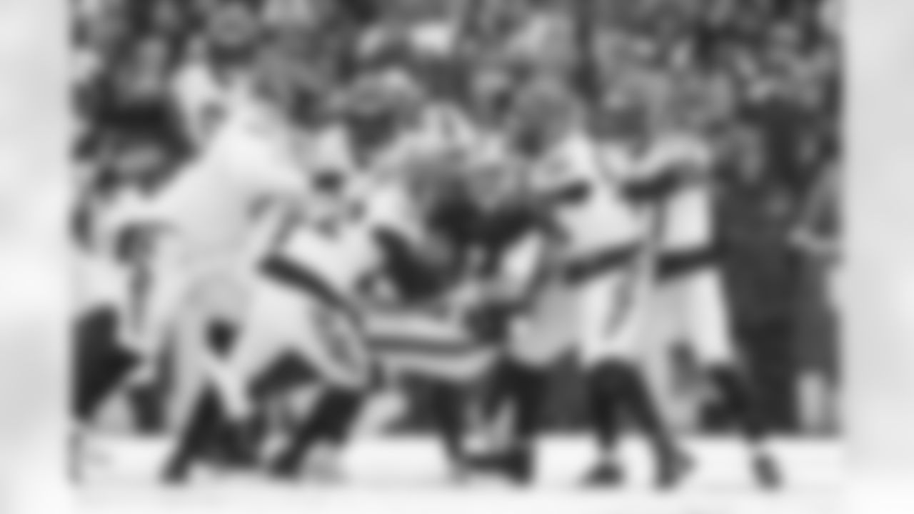 The Bengals defense stops QB Josh Allen during Week 14 against the Buffalo Bills, Sunday, Dec. 7, 2025.