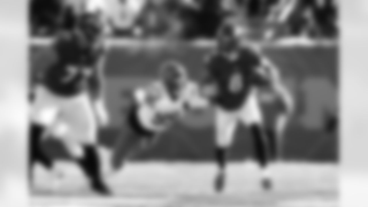 Cincinnati Bengals defensive end Myles Murphy (99) sacks Baltimore Ravens quarterback Lamar Jackson (8) during an NFL football game on Sunday, December 14, 2025 in Cincinnati, Ohio. (Lauren Leigh Bacho/NFL)