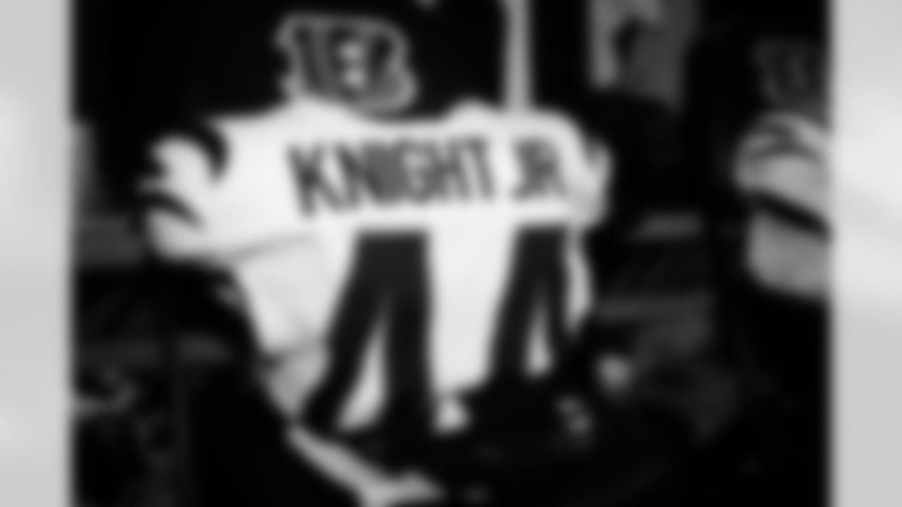 LB Demetrius Knight Jr.'s jersey at Paycor Stadium ahead of the Bengals preseason Week 3 game against the Indianapolis Colts, Saturday, Aug. 23, 2025.