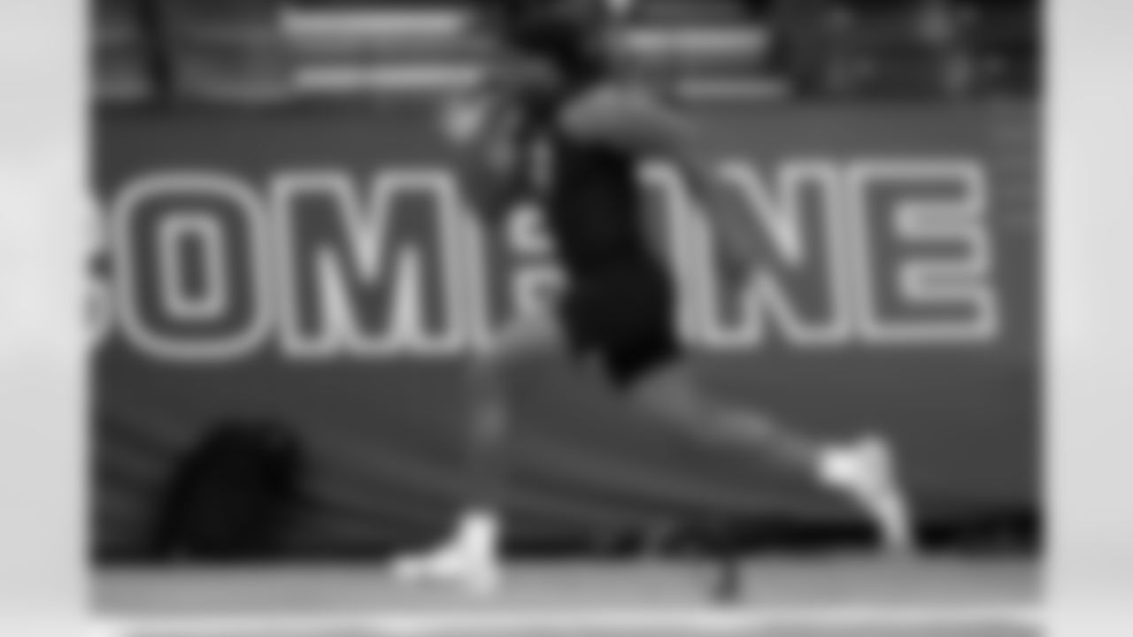 Texas Tech defensive lineman David Bailey (31) runs the 40-yard dash during the 2026 NFL Scouting Combine on Thursday, February 26, 2026 in Indianapolis, Indiana. (Lauren Leigh Bacho/NFL)