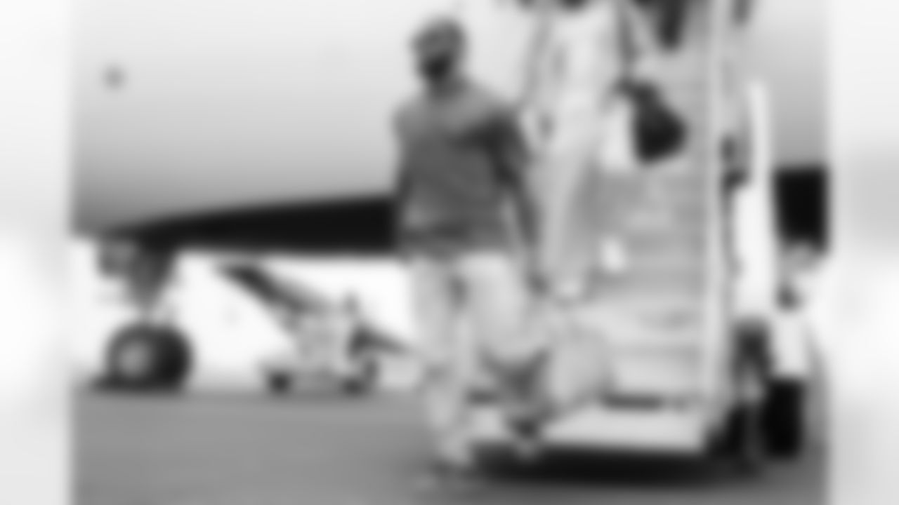 CB Dax Hill arrives in Philadelphia ahead of the Bengals' Preseason Week 1 game against the Eagles, Wednesday, August 6, 2025.